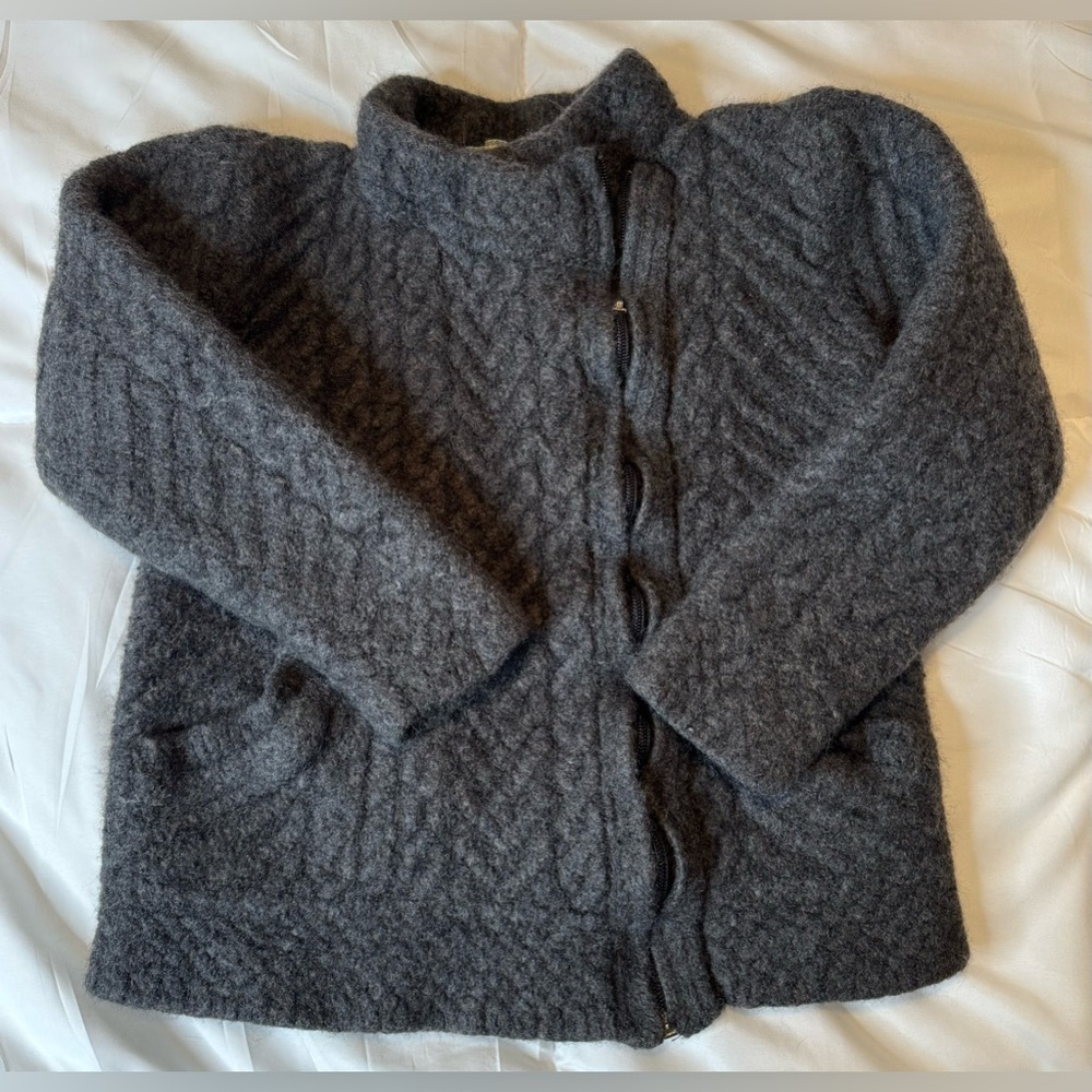 Aran Crafts 100% Wool Made in Ireland Toddler Zip Up Sweater Size Toddler Large